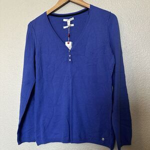 Esprit NWT Blue Lightweight Sweater Button Detail Large Cotton And Cashmere